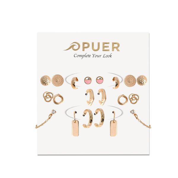 Earrings Stud and Hoop Mix Multi Pack Gold