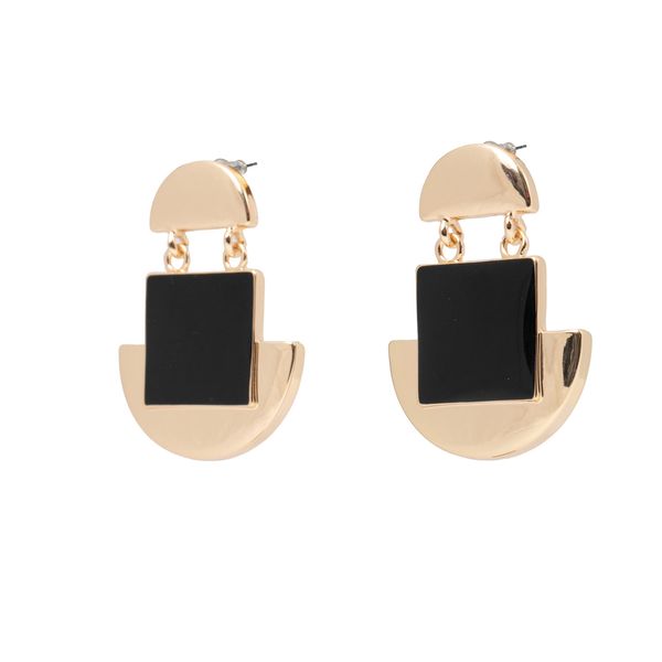 Earrings Square Statement Black