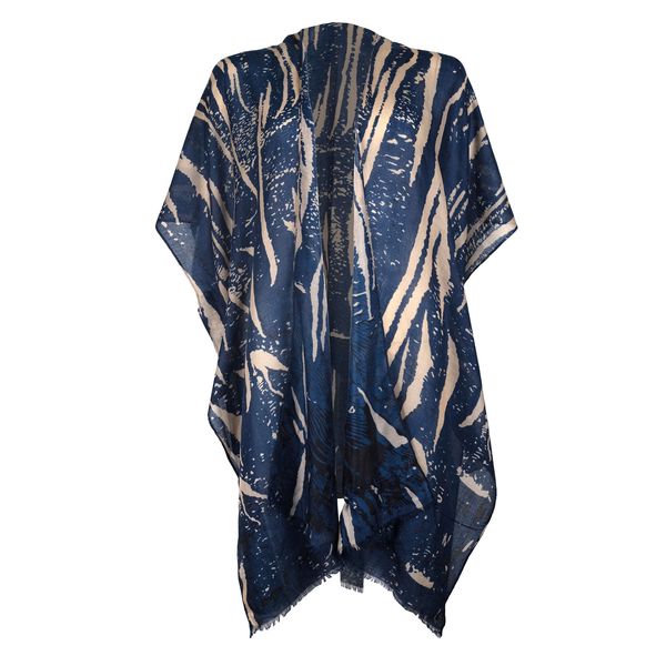Summer Wrap Jaggered Print Mid Length Blue Beige