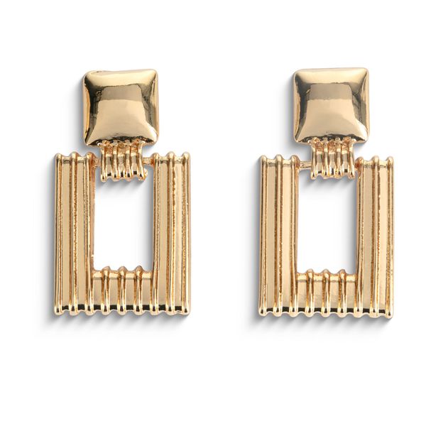 Earrings Square Drop Gold