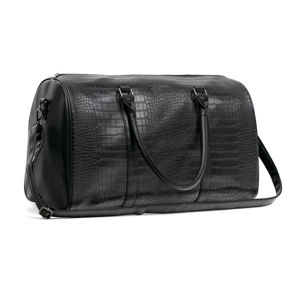 Mens Bag Kelvin Croc and Plain Weekender Black