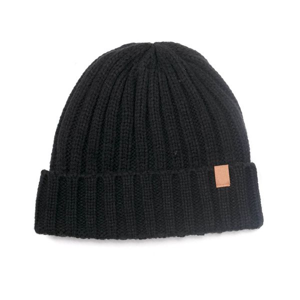 Beanie Ribbed Turn Up Black