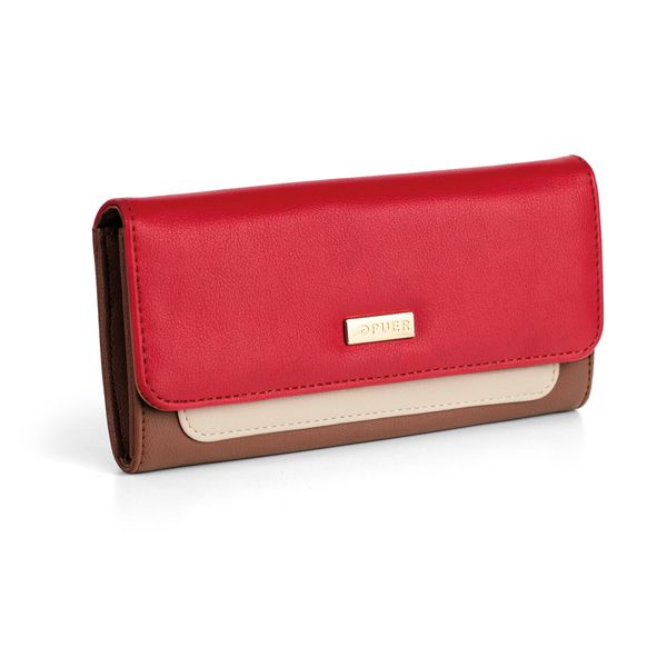 Purse Courtney Colourblock Clutch Red/ Beige/ Tan