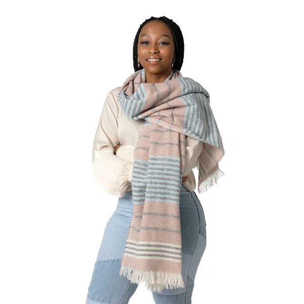 Scarf Striped Shawl Pink Blue