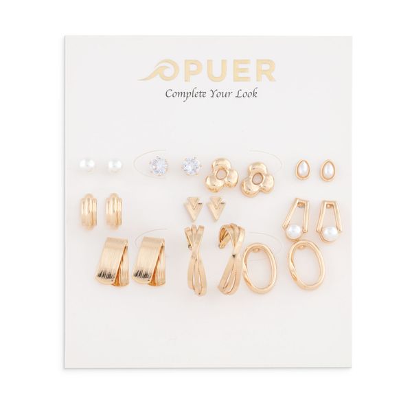 Earrings Abstract Multi Pack Gold
