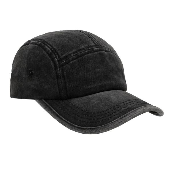 Hat Men's Washed Peak Cap Black