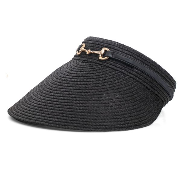 Hat Straw Link Trim Visor Black