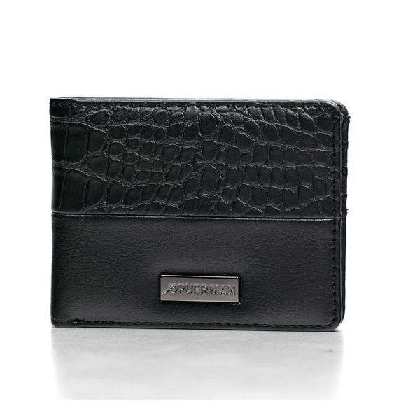 Mens Wallet Kelvin Croc and Plain With Coin Pocket Black
