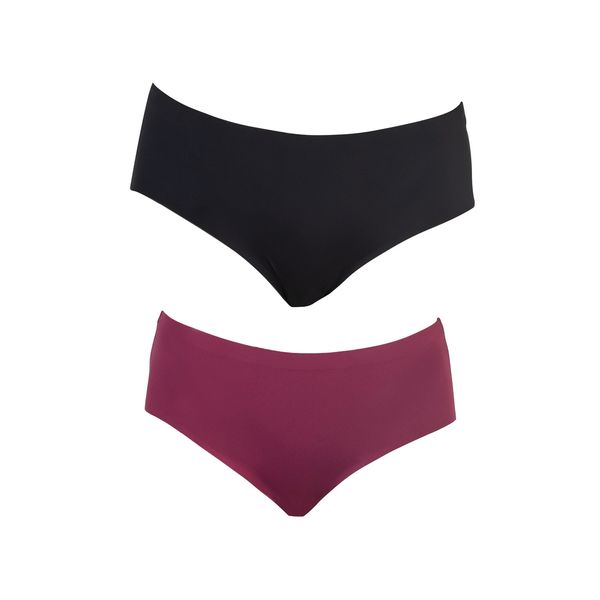 Panties Seamless 2pck Black & Burgundy 2X-Large