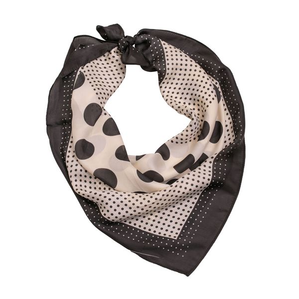 Scarf Neck Multi Polka Dot Print Black Cream