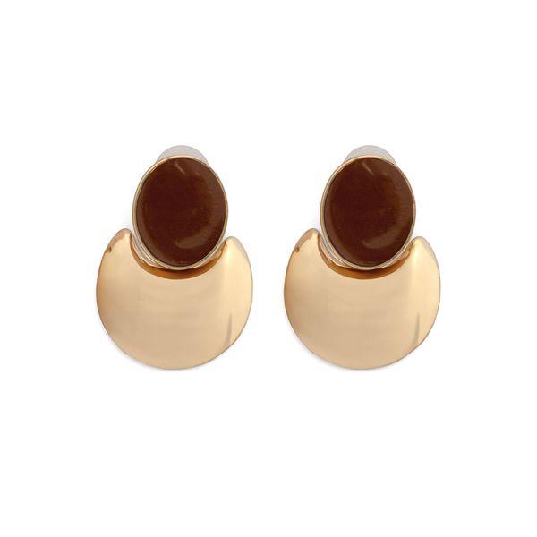 Earrings Abstract Marble Statement Brown