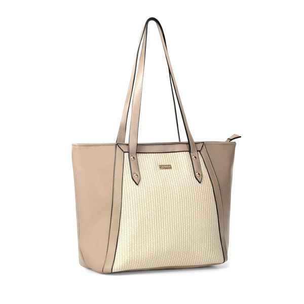 Handbag Megan PU and Textured Tote Natural