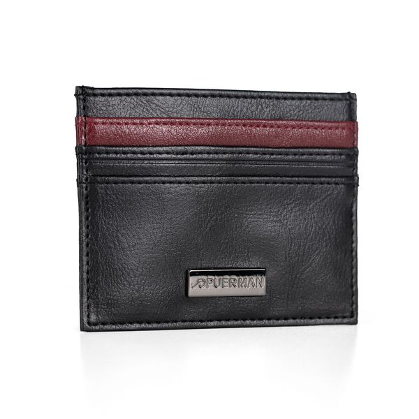 Mens Wallet Tristan Card Holder Black/ Burgundy