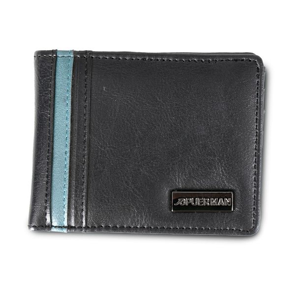 Mens Wallet Tristan PU With Coin Pocket Black Teal
