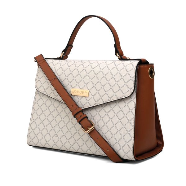 Handbag Puer Logo Large Clutch Cream & Tan