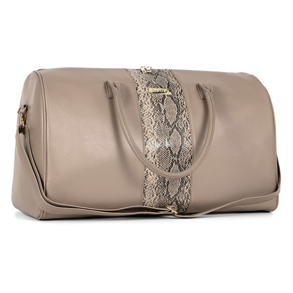 Handbag Sylvia Snake Print Weekender Taupe