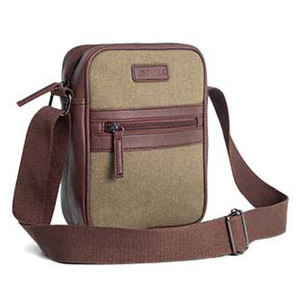 Mens Bag Kyle Canvas Messenger Olive Brown