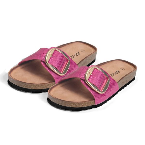 Shoes Luna Buckle Detail Flat Comfort Slides Pink Size 3