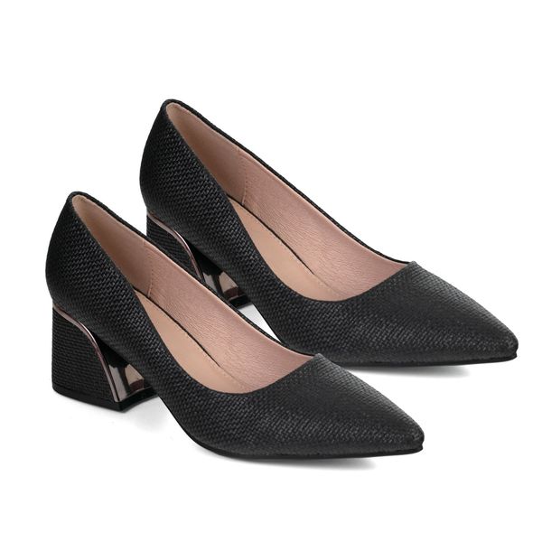 Shoes Serena Low Block Metal Trim Heel Black Size 6