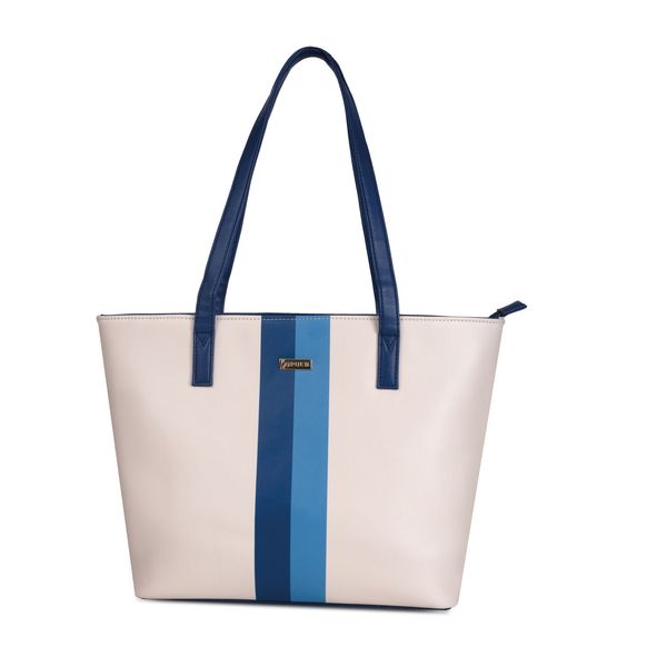 Handbag Robin Stripe Combo Tote Blue Cream