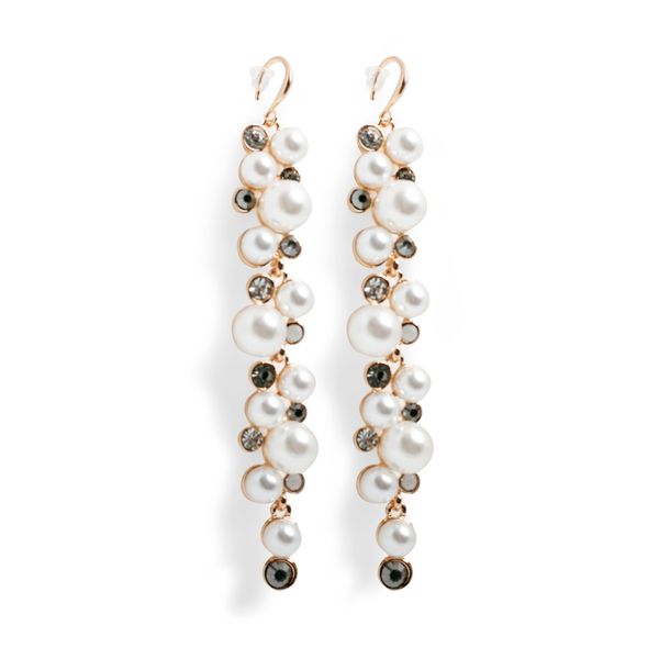 Earrings Jewelled Pearl Drop Gold
