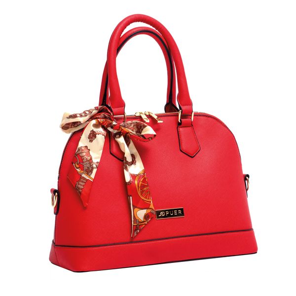 Handbag Amani Dome Satchel Black/Brown/Cream