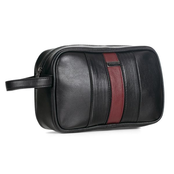 Mens Toiletry Bag Tristan Black/ Burgundy