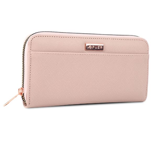 Purse Sally Rose Gold Detail Zip Around Dusty Pink