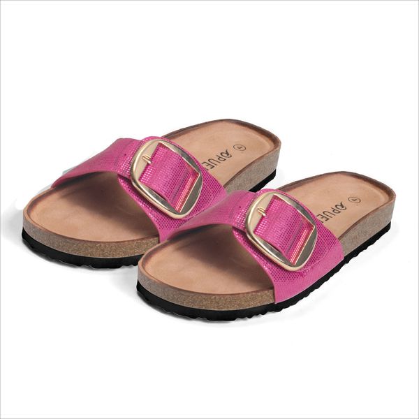 Shoes Luna Buckle Detail Flat Comfort Slides Pink Size 8