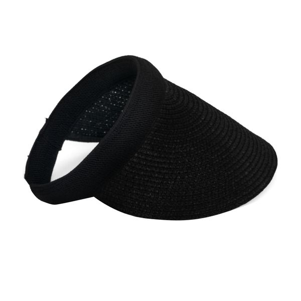 Hat Straw Visor Black