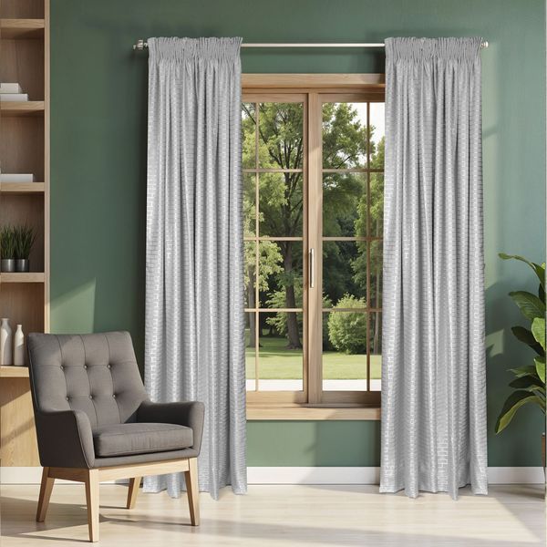 Curtain Multi Pin Stripe Sheer Grey