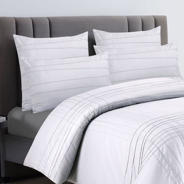 Ribbed White Pintuck Conti Pillowcases 2pc