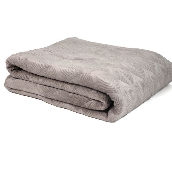 Embossed Feather Blanket Champagne