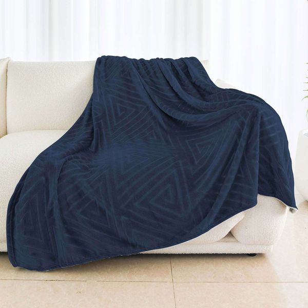 Embossed Pyramid Blanket Navy Blue