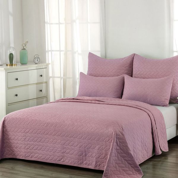 Willow Pastel Pink Queen Quilt Set