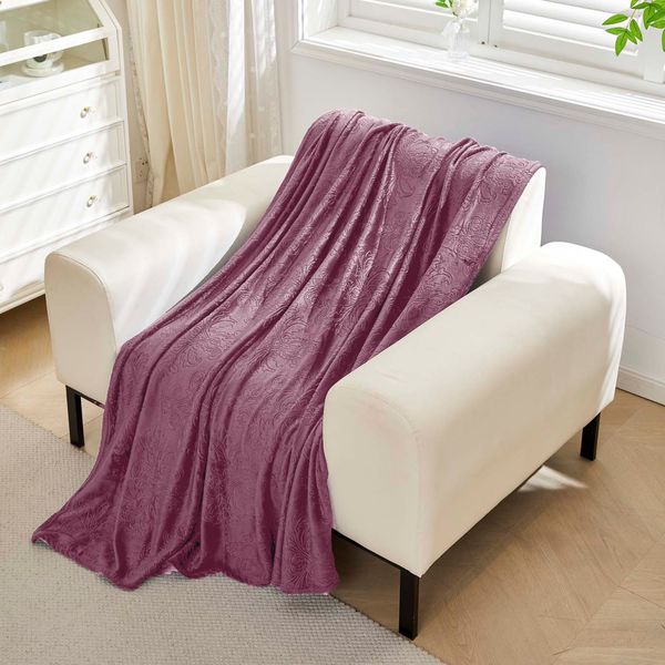 Embossed Scroll Dusty Pink Blanket