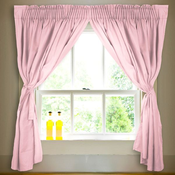Cafe Short Curtain Pastel Pink