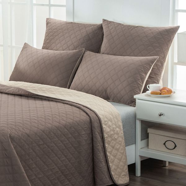 Dual Cream Conti Pillowcases Quilt 2pc