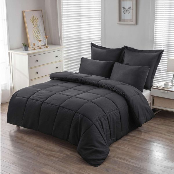 Jewel Embossed Black Queen Comforter Set
