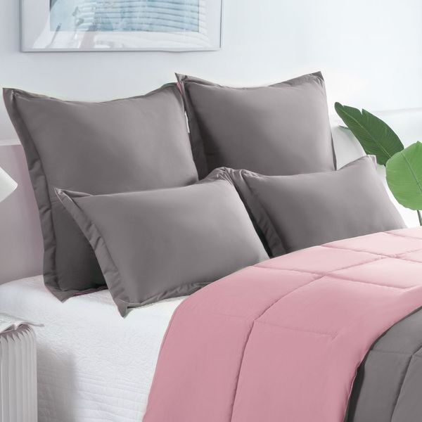 Pink & Light Grey Pillowcases 2pc