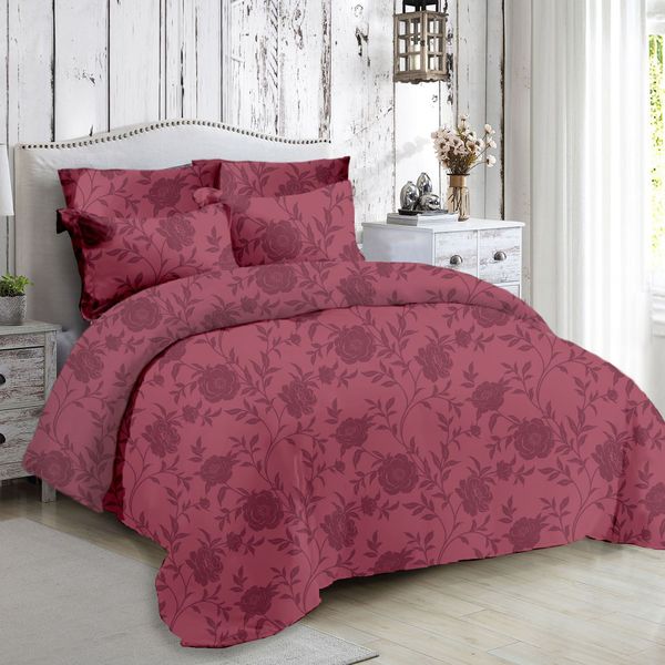 Roselle Maroon Double Duvet Set