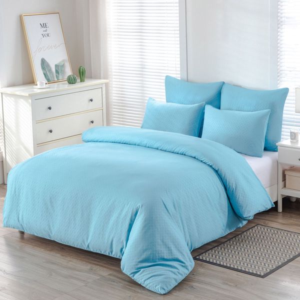 Trellis Embossed light Blue King Duvet Set