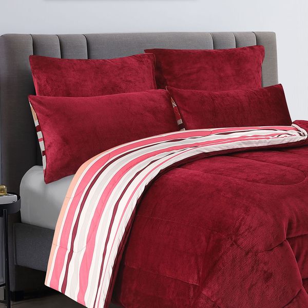 Blavet Maroon Stripe Conti Pillowcases 2pc