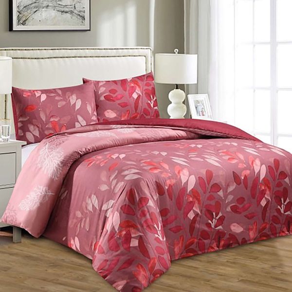 Botanical Maroon Queen Duvet Set