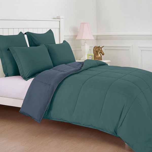 Dual Dark Blue & Smokey Blue King Comforter Set