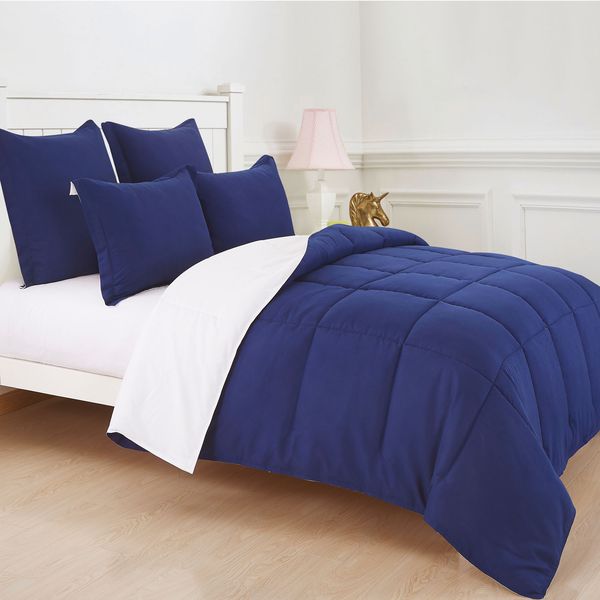 Navy & White Double Comforter Set