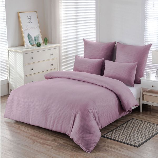 Trellis Embossed Dusty Pink Double Duvet Set