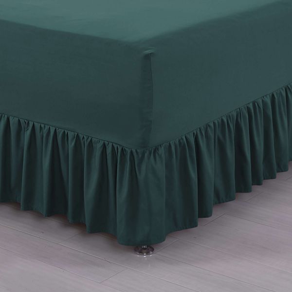 Dark Green Double Fitted Sheet & Nightfrill in One