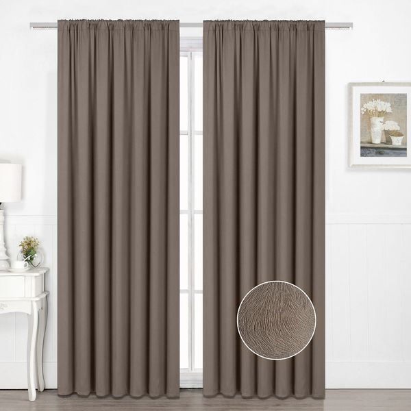Embossed Damask Coffee Blockout Taped curtain