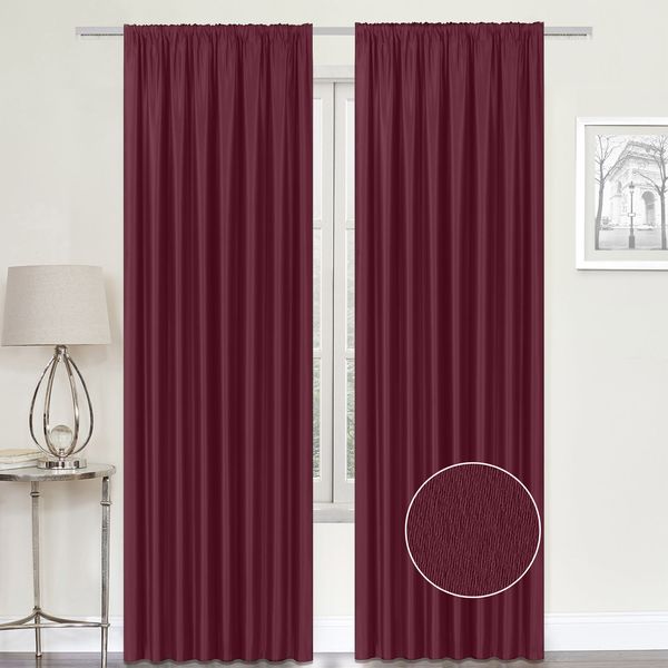 Matt Woven Maroon Blockout Taped curtain